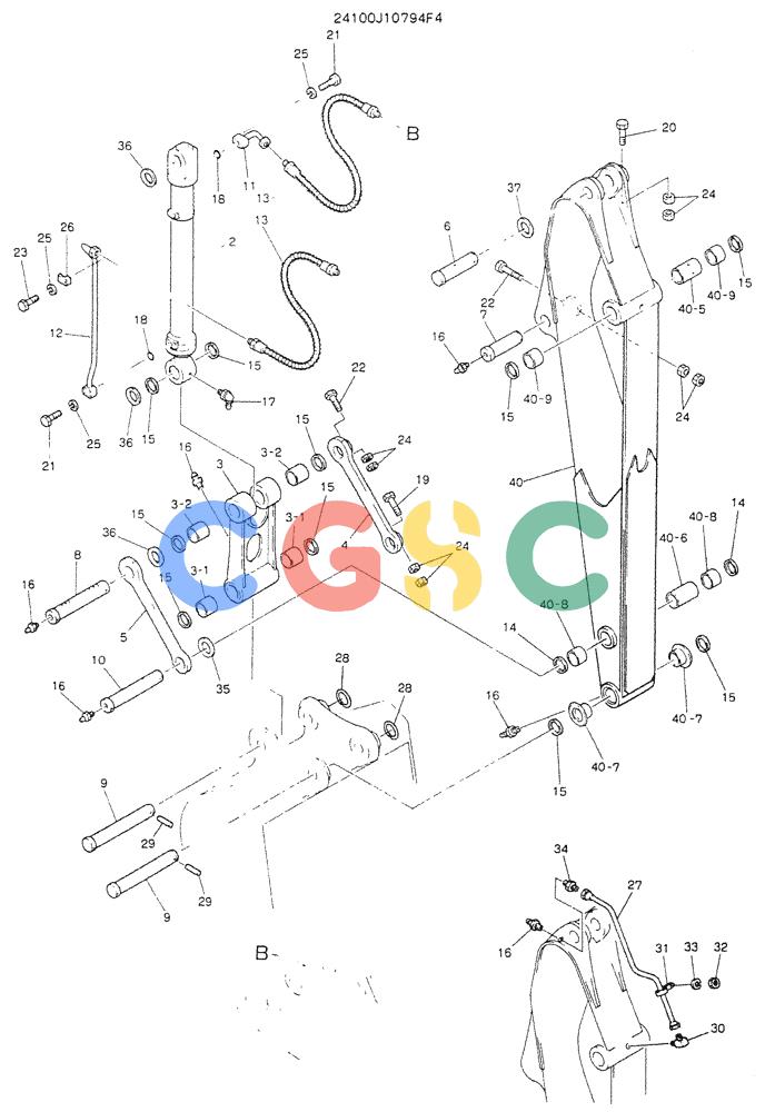 神钢零件查询(K907LC) - MARK II EXCAVATOR BTW YQU0001 - YQU0400 (1/87-12/03) (07-002) - ARM ASSY, 2.94M (9FT-7IN) Kobelco