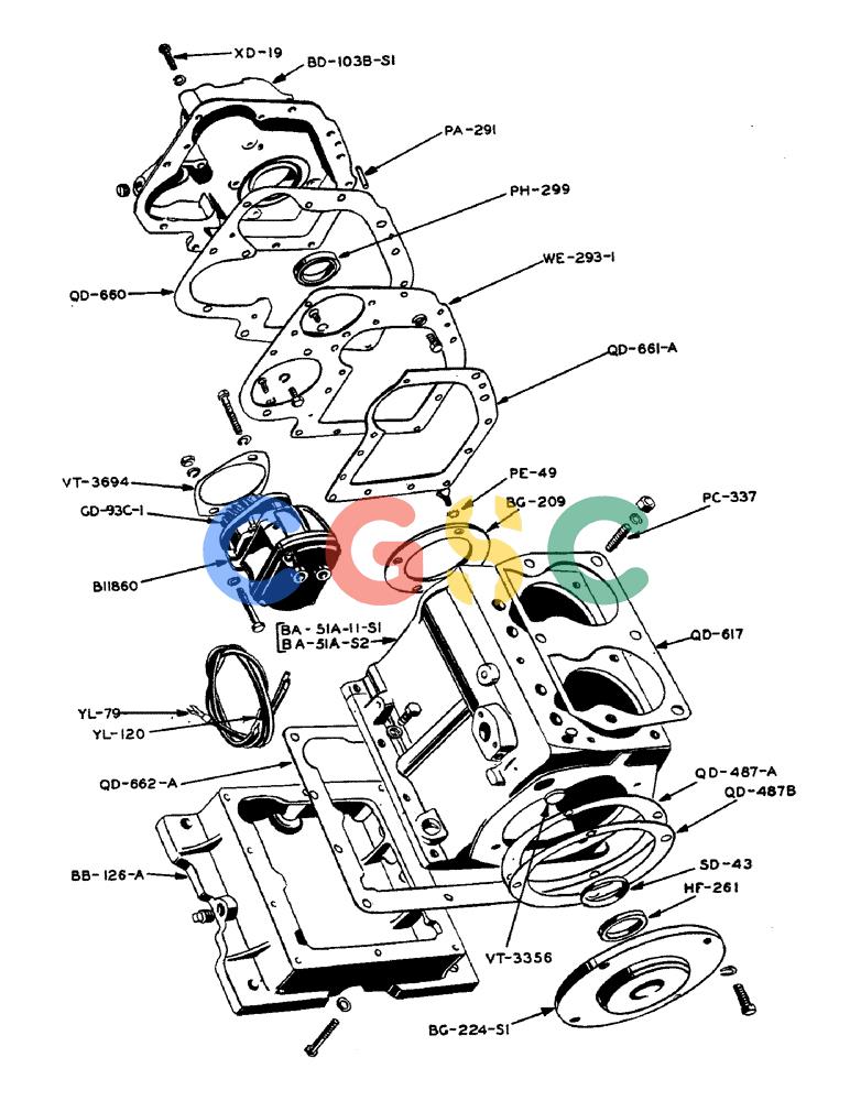 凯斯零件查询(130) - CASE TWINE TIE RECTANGULAR BALER (1/55-12/72) (40) - CRANKCASE, GEAR COVER, BASE AND MAGNETO Case Agriculture