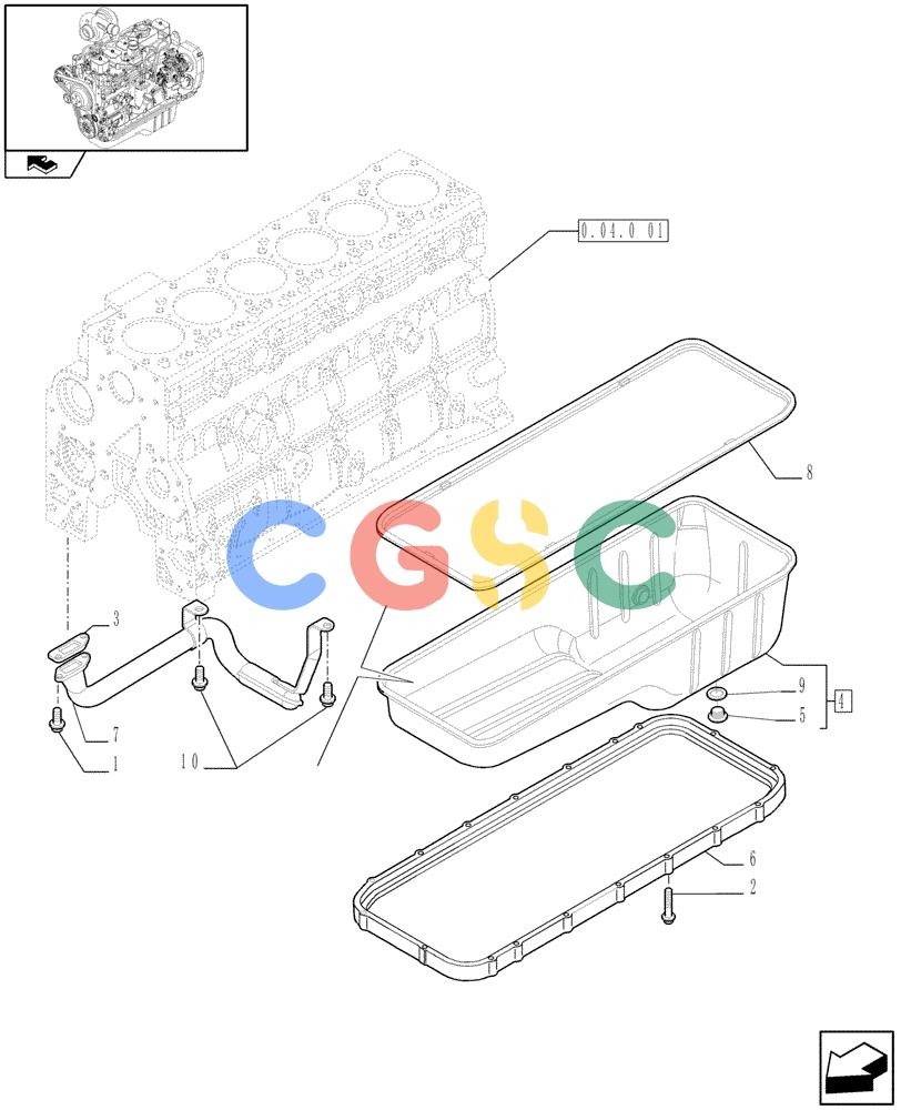 神钢零件查询(F4GE9684B J604) - ENGINE - 504360953 - 84152355 (1/08-12/10) (0.04.2) - ENGINE OIL SUMP (2853310) Kobelco