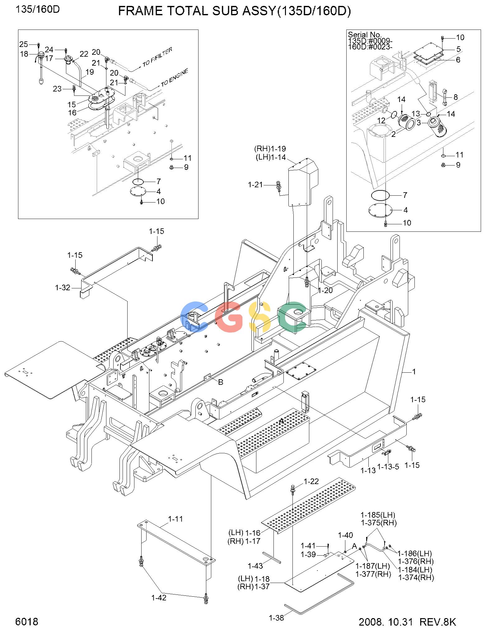 现代零件查询100/120/135/160D-7 FRAME TOTAL SUB ASSY(135D/160D)EPC Hyundai 