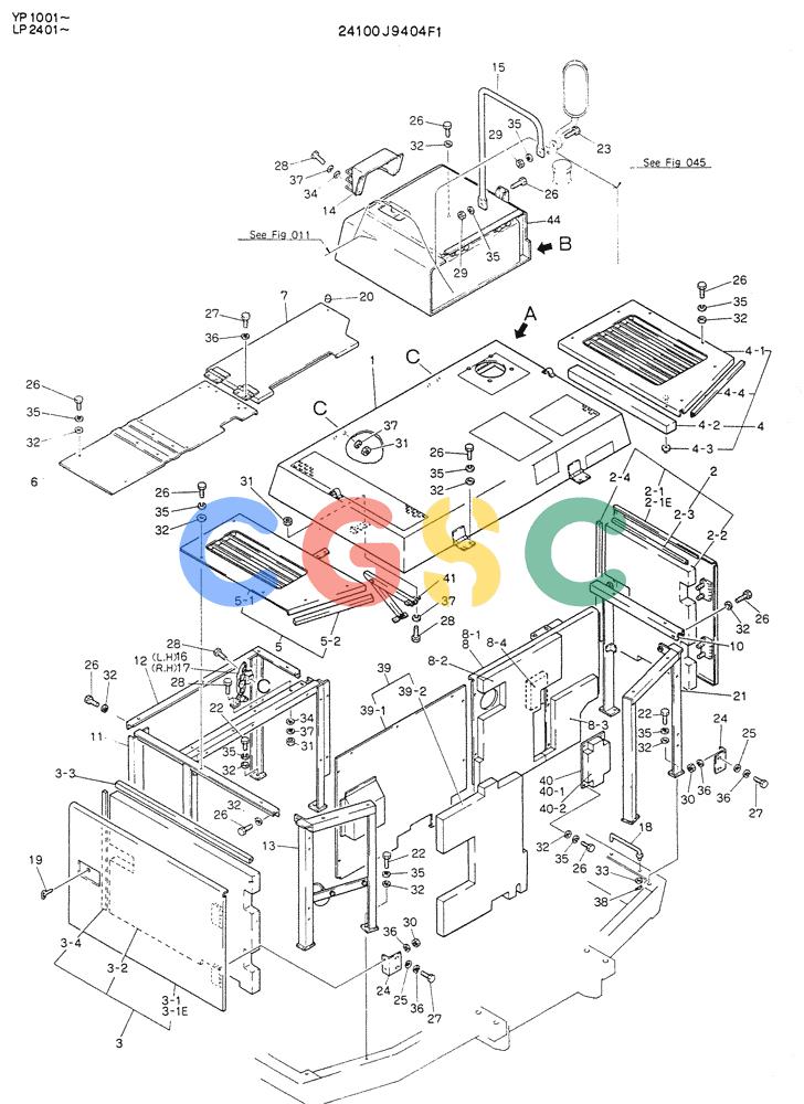 神钢零件查询(K905LC) - MARK II EXCAVATOR BTW YP1001 - YP1281 (1/87-12/03) (02-014[01]) - GUARD ASSY (FOR SILENT TYPE) Kobelco