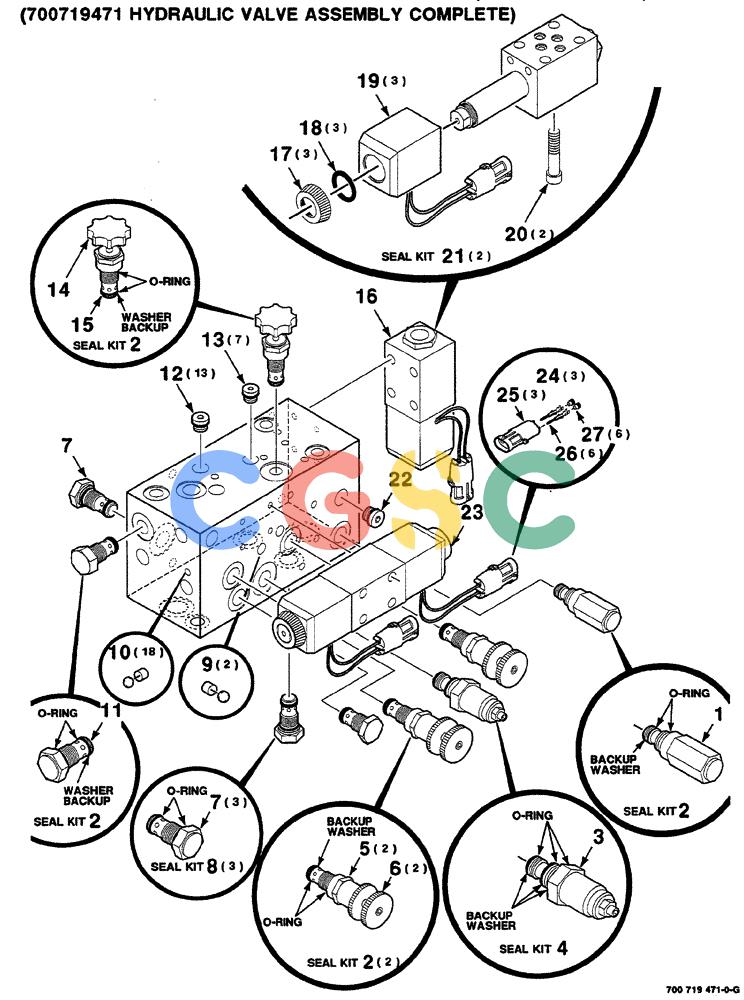 凯斯零件查询(RS561A) - CASE IH ROUND BALER (1/99-12/00) (8-018) - HYDRAULIC CONTROL VALVE ASSEMBLY, BALE TENSION, 700719471 COMPLETE Case Agriculture