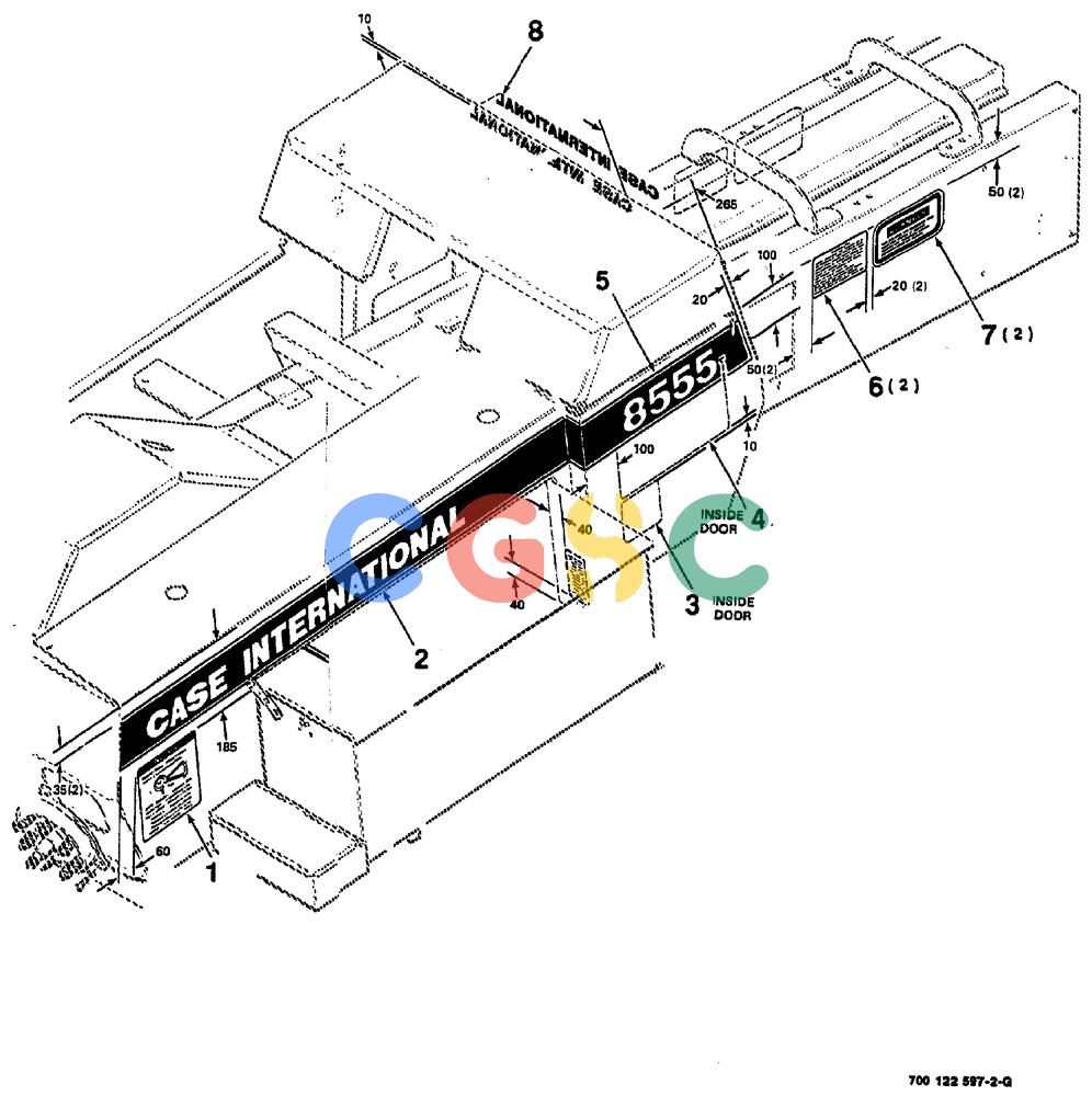 凯斯零件查询(8555) - CASE IH RECTANGULAR BALER (1/90-12/99) (09-04) - DECALS AND LOCATION DIAGRAM (LEFT) (S.N. CFH0046501 THRU CFH0046949) Case Agriculture
