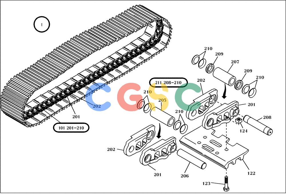 纽荷兰零件查询(EC450) - CRAWLER EXCAVATOR (SN: 750001-UP) (11/99-) (06.102[004]) - DRIVING CHAIN 700/53 (OPTION) (S/N 750020-750020) New Holland Constructuion