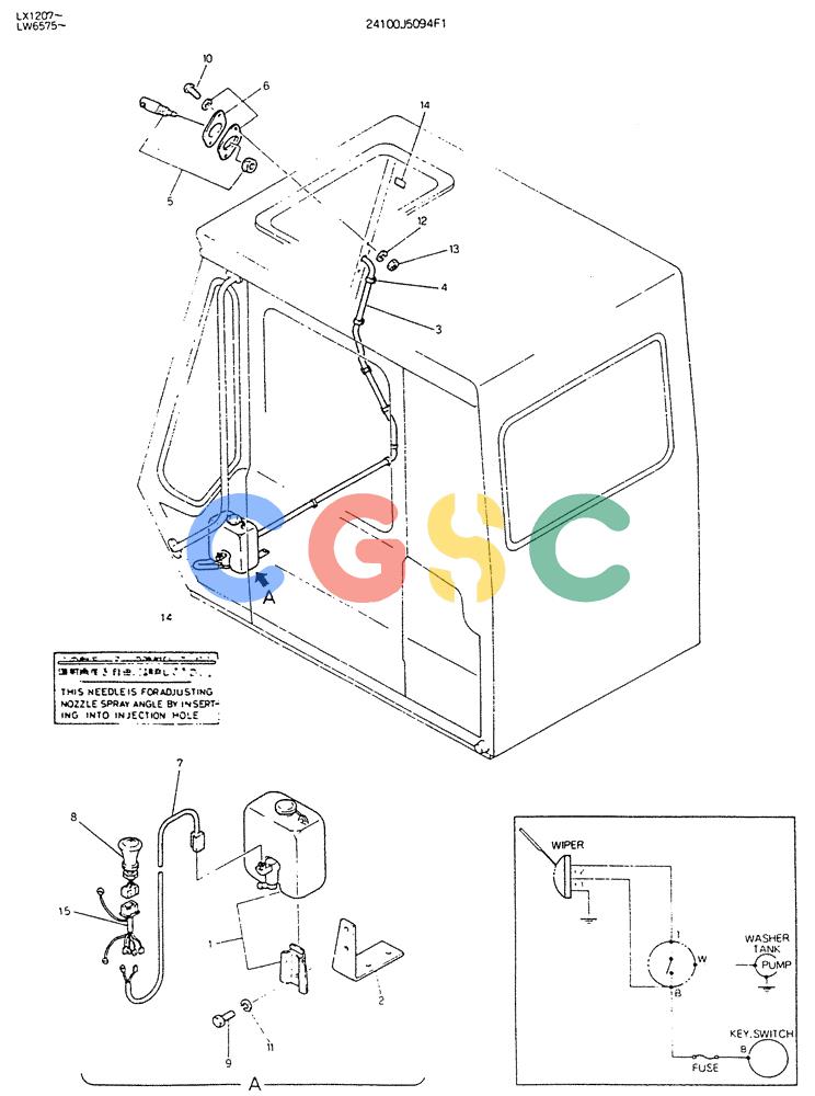神钢零件查询(K904DL) - EXCAVATOR ASN LX1201 (1/84-12/03) (08-032) - WASHER ASSY, WINDOW Kobelco