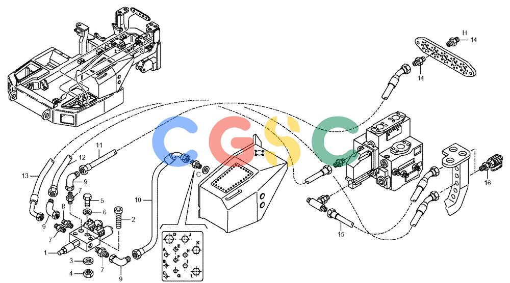 纽荷兰零件查询(AD300) - ARTICULATED DUMP TRUCK (1/01-) (3.436/3[02]) - HYDRAULIC CIRCUIT - DIFFERENTIAL LOCKING New Holland Constructuion
