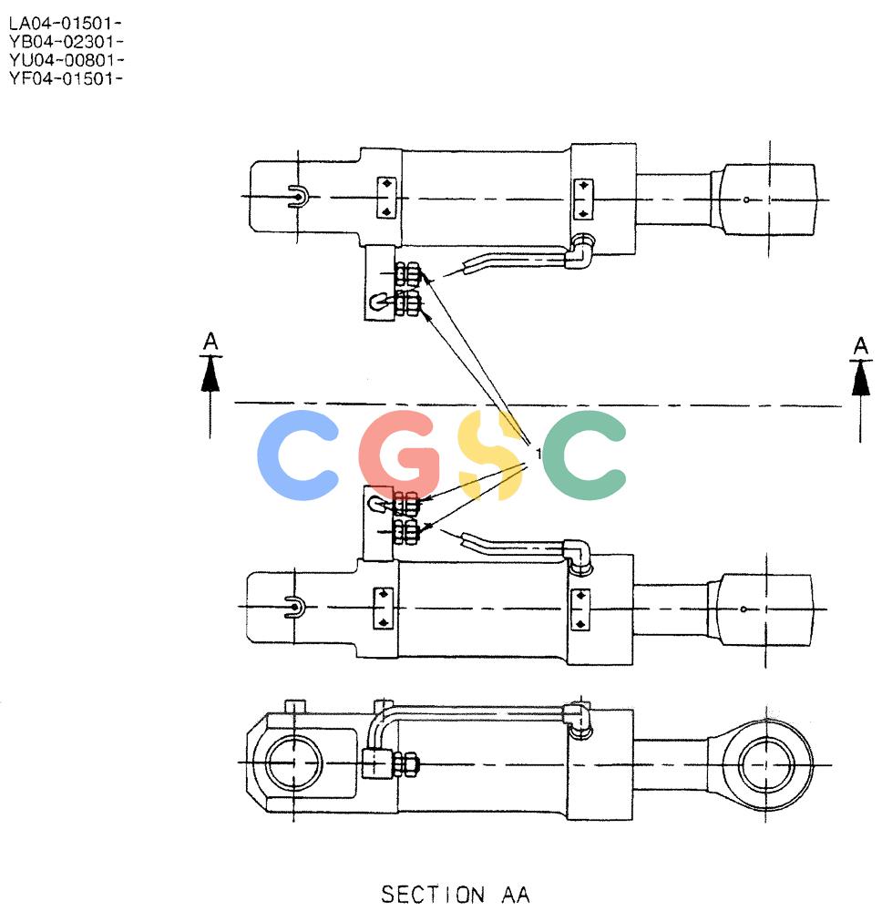 神钢零件查询(DOZER) - ATTACHMENT - SK200SR, SK200SR-1S, & SK200SRLC-1S (1/91-12/03) (02-011) - HYD LINES, CYLINDER (DOZER) Kobelco
