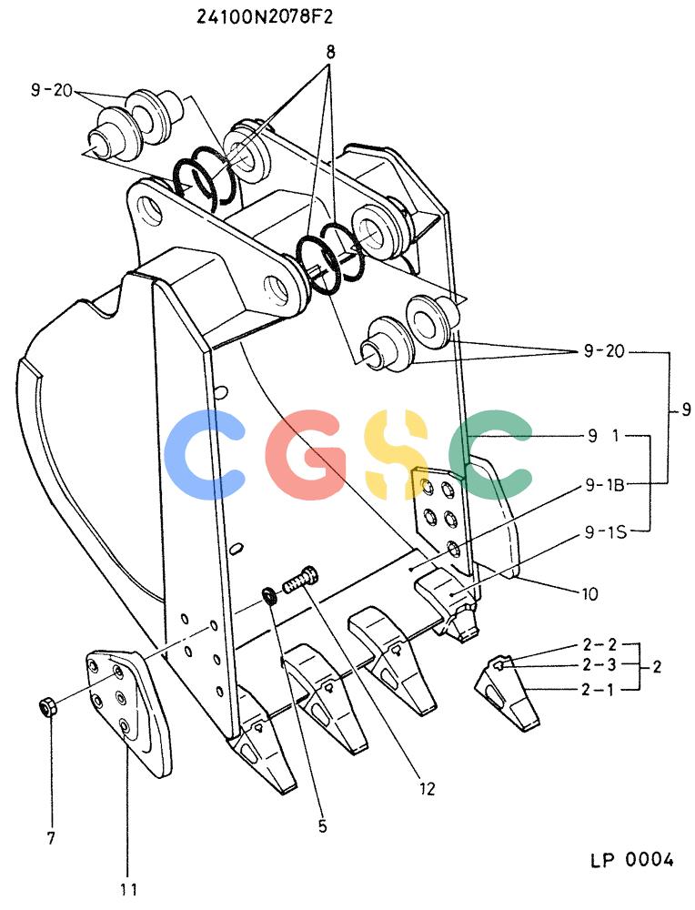 神钢零件查询(K905) - EXCAVATOR BTW LP0004 - LP0554 (1/82-12/03) (04-006) - BUCKET ASSEMBLY, 0.4 CUBIC METER Kobelco