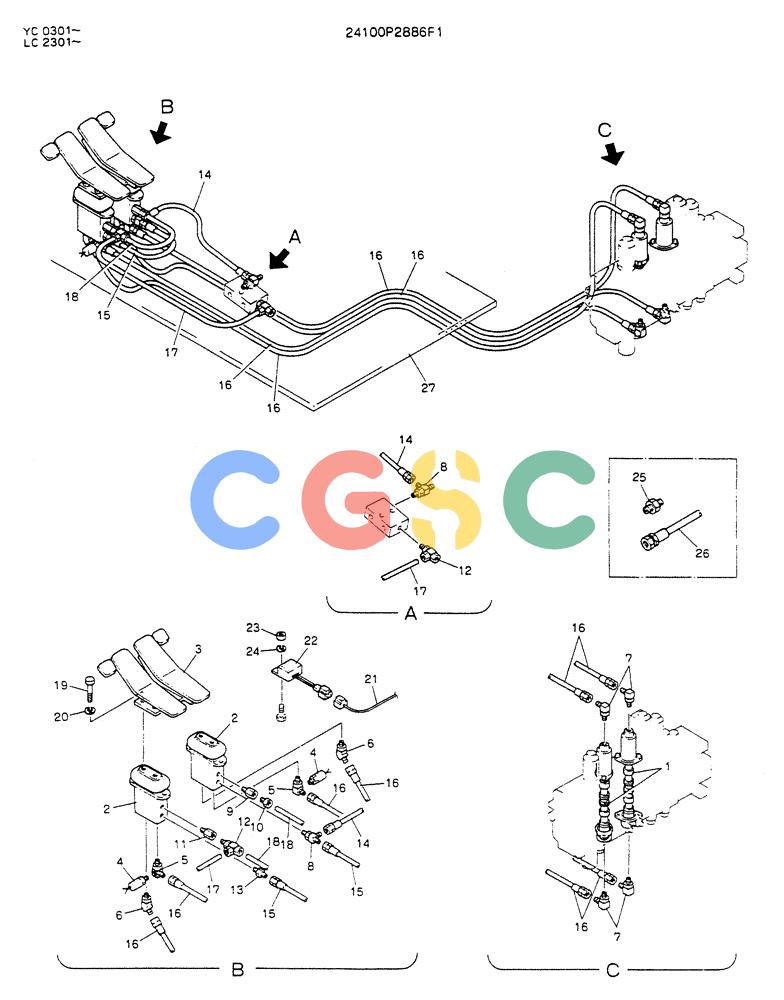 神钢零件查询(K912LC) - MARK II EXCAVATOR ASN YC0301-0737 (1/88-12/03) (03-004) - REWORK, CONTROL ASSY (P/N 24100P2886F1) Kobelco