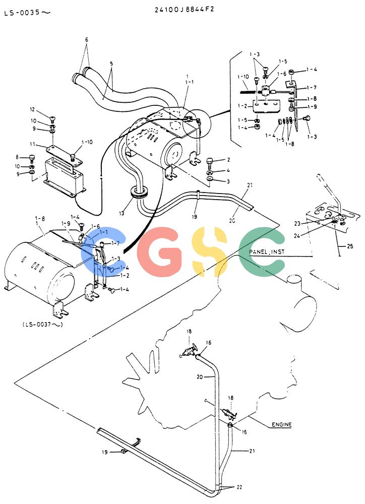 神钢零件查询(K916LC) - EXCAVATOR ASN YS0119 (1/87-12/03) (05-016) - HEATER ASSY -P/N 24100J8844F2 Kobelco