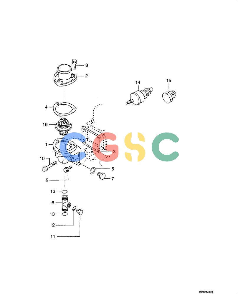 纽荷兰零件查询(E160) - CRAWLER EXCAVATOR (N.A.) (1/06-) (02 -09[00]) - THERMOSTAT AND HOUSING New Holland Constructuion