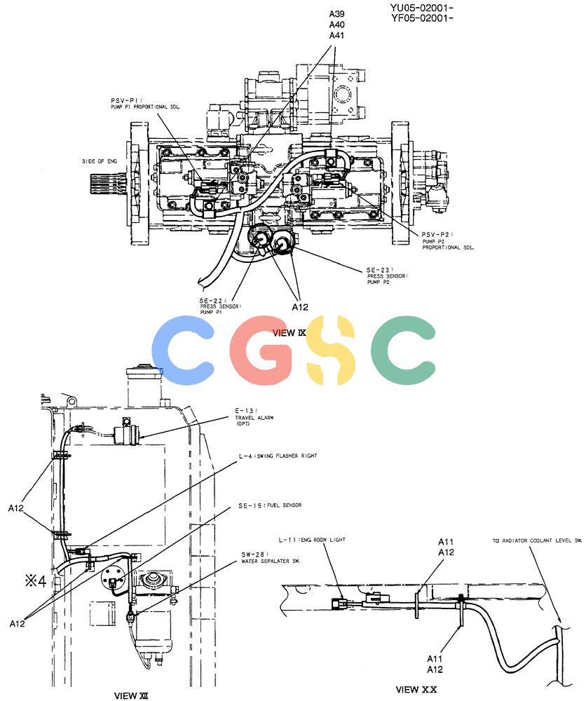 纽荷兰零件查询(E235BSRNLC) - CRAWLER EXCAVATOR ASN YU05-02001 (01-071[08]) - HARNESS ASSY, UPP, P/N YB13E00023F1 New Holland Constructuion