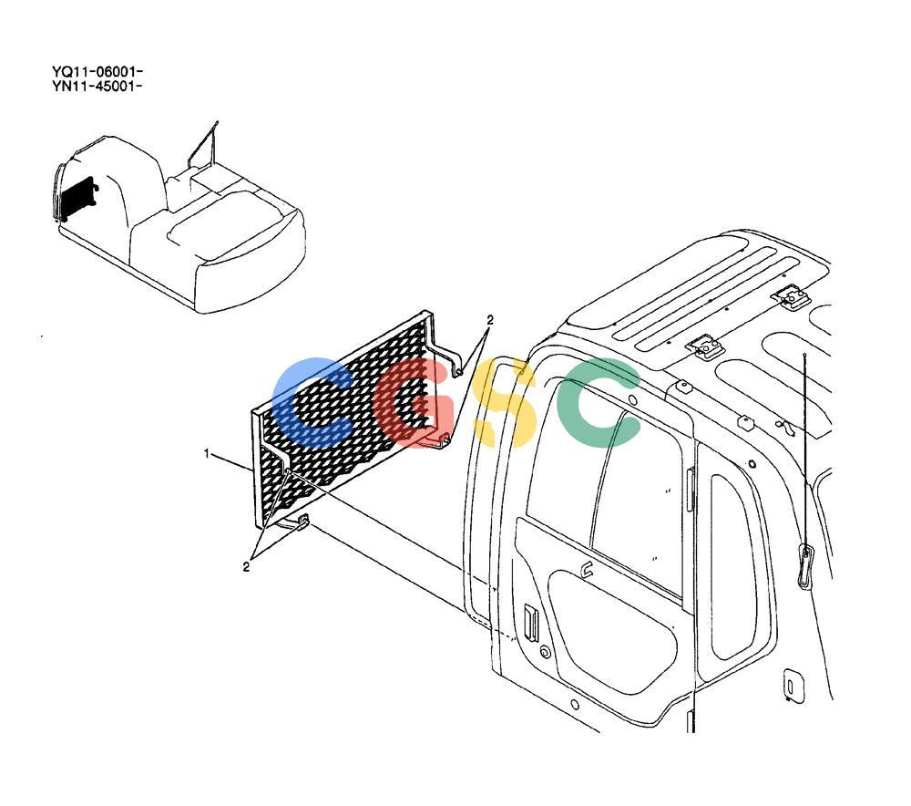 神钢零件查询(200-8) - EXCAVATOR S/N YN11-45001 - (1/06-12/09) (747-02-1) - CAB & GUARD ASSY [1 FACES GUARD (EXPAND METAL)] Kobelco