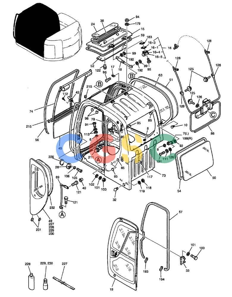 纽荷兰零件查询(E70) - MIDI CRAWLER EXCAVATOR (NA) (1/06-) (105) - CAB ASSEMBLY (WITH POWER WINDOW) New Holland Constructuion