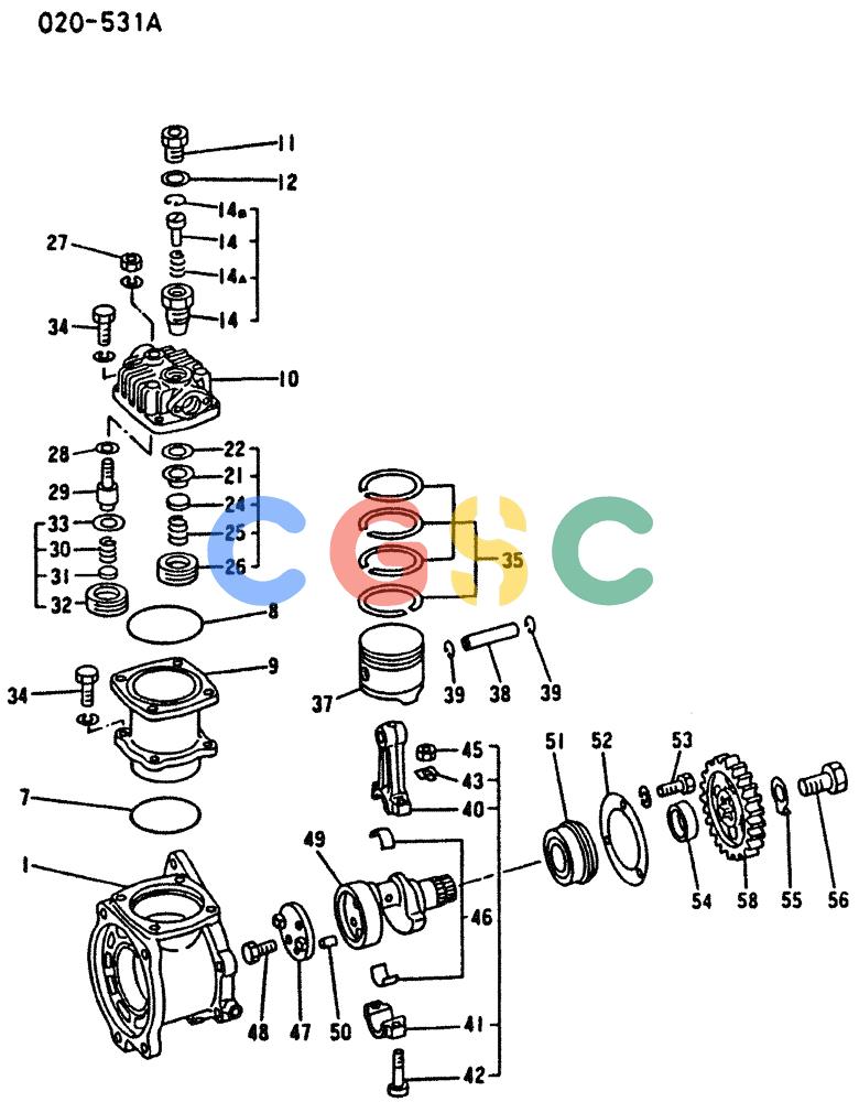 神钢零件查询(6D16-T) - MITSUBISHI DIESEL ENGINE - K909 II & K909LC II EXCAVATORS (1/87-12/06) (00-036) - AIR COMPRESSOR (INNER PARTS) Kobelco
