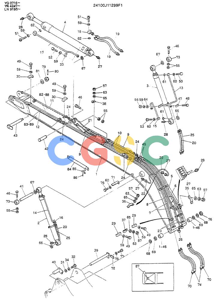 神钢零件查询(K907LC) - MARK II EXCAVATOR ASN YQ0565 (GLOBAL) (1/87-12/03) (09-002 ) - BOOM ASSY, 8.1M (24100J11299F1) Kobelco