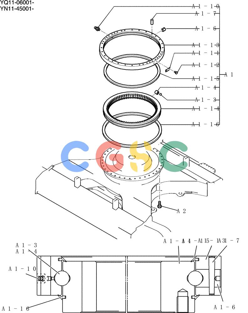 神钢零件查询(200-8) - EXCAVATOR S/N YN11-45001 - (1/06-12/09) (340-01-2) - RING ASSY, SLEWING (IN-HOUSE PRODUCT) Kobelco
