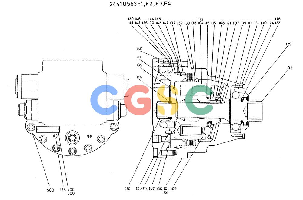 神钢零件查询(MD300LC) - EXCAVATOR BTW YC0101 - YC0300 (1/80-12/06) (08-022) - MOTOR ASSY, HYDR 2441U563F1 Kobelco
