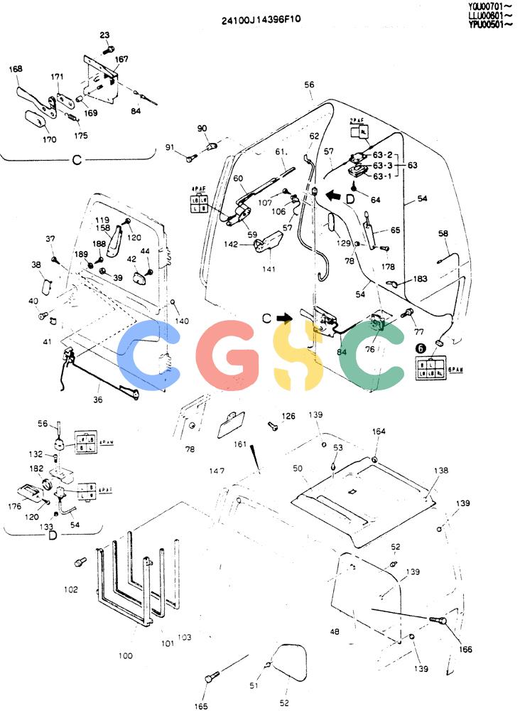 神钢零件查询(MD140C) - EXCAVATOR ASN YPU00501 (1/80-12/06) (02-002[2]) - CAB ASSY Kobelco
