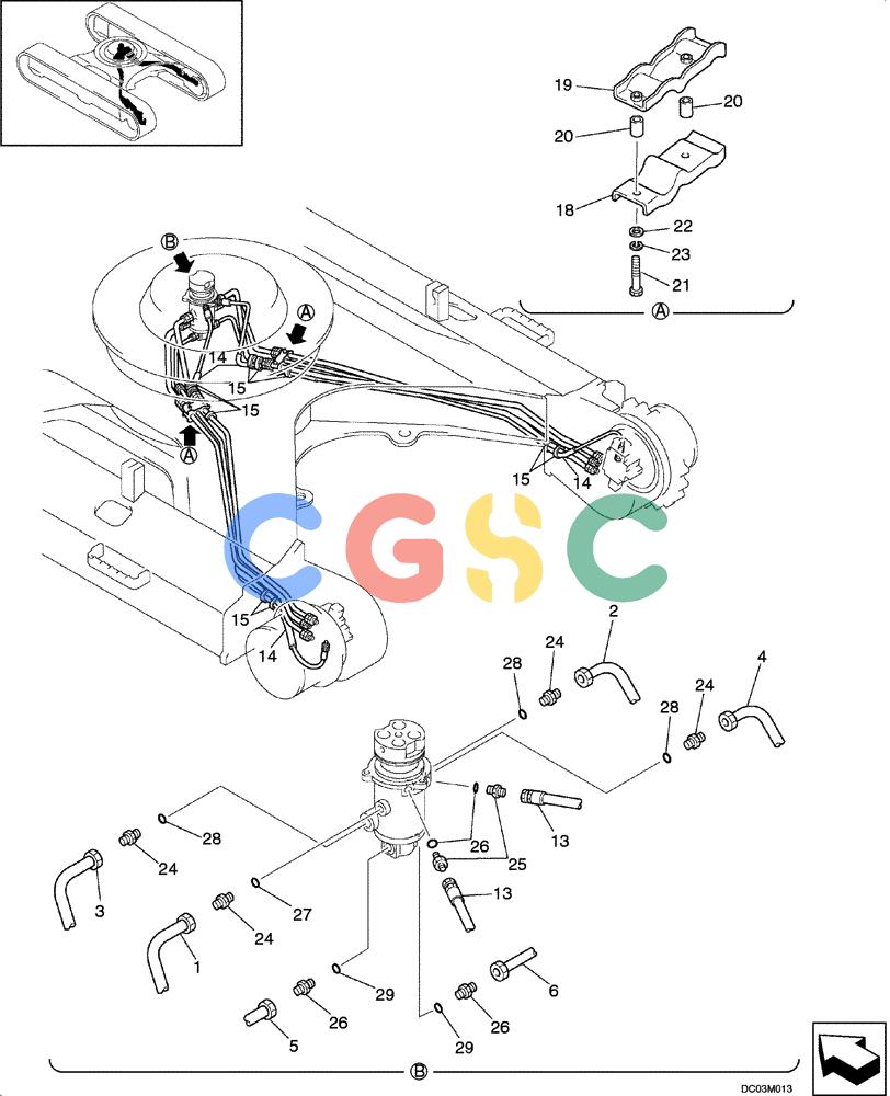 纽荷兰零件查询(E215) - CRAWLER EXCAVATOR (NA) - ASN N6DA21215 (1/06-) (08 -44[00]) - HYDRAULIC LINES - LOWER, HIGH AND WIDE New Holland Constructuion