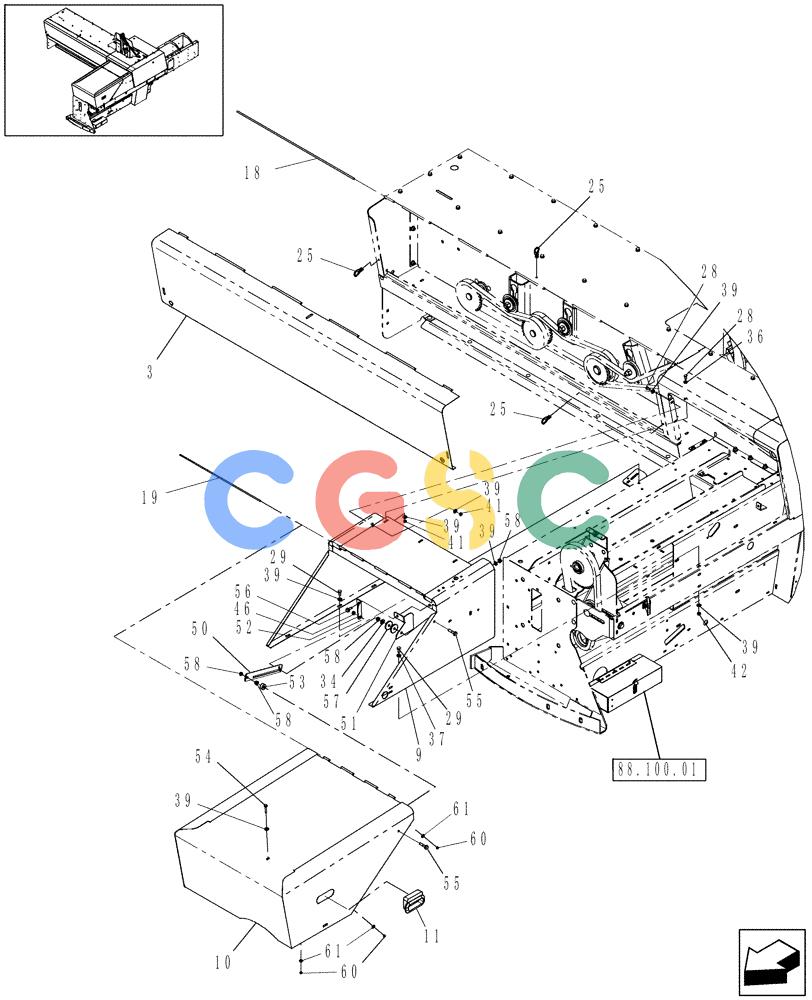 凯斯零件查询(SB541C) - SMALL SQUARE BALER (9/09-12/10) (90.105.21) - SHIELDS, FRONT, SB541 NORTH AMERICA Case Agriculture