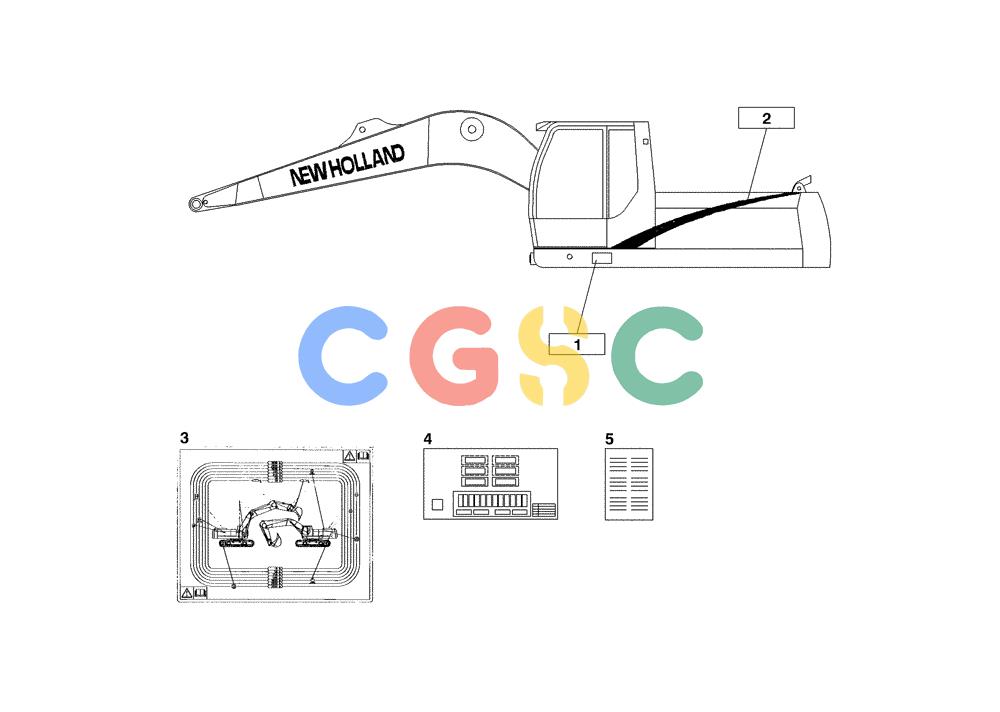 纽荷兰零件查询(EC450) - CRAWLER EXCAVATOR (SN: 750001-UP) (11/99-) (91.010[001]) - DECAL KIT EC450 (S/N 750001-UP) New Holland Constructuion