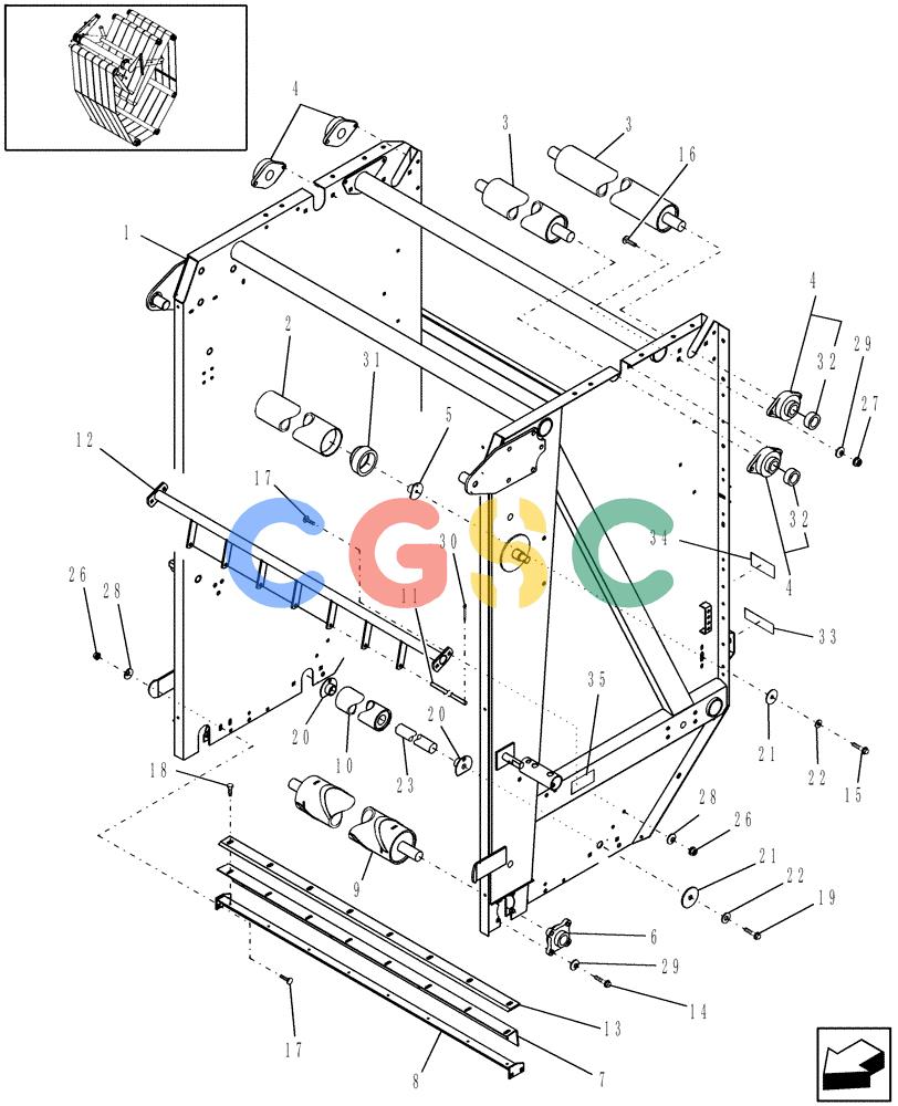 凯斯零件查询(RBX462) - CASE IH ROUND BALER (1/03-7/05) (14.44[2]) - TAILGATE & LOOP ROLL, P.I.N. HBJ00068080 & AFTER Case Agriculture