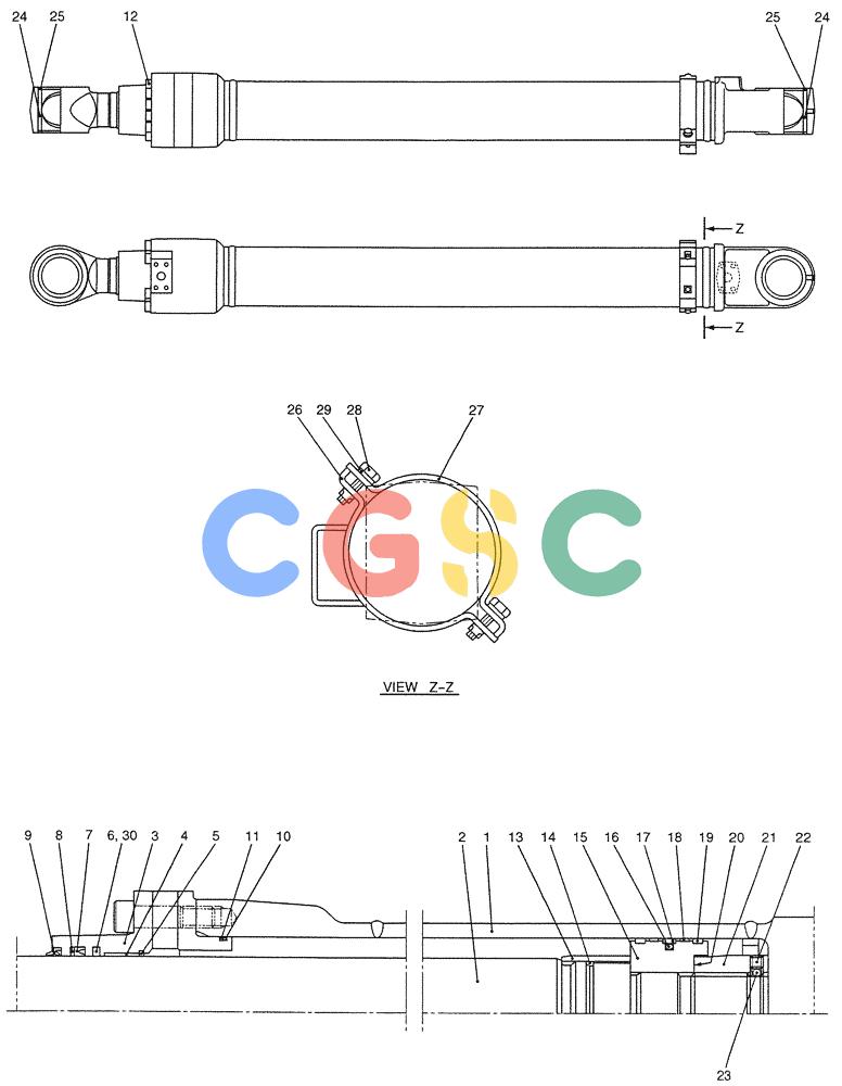 纽荷兰零件查询(E200SRLC) - CRAWLER EXCAVATOR BTW LA04-01506 - LA04-01625 (07-008) - CYLINDER ASSY, BUCKET New Holland Constructuion