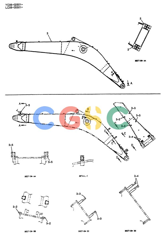 神钢零件查询(BREAKER) - NIBBLER/BREAKER ATTACHMENT - SK330, SK330LC DYNAMIC ACERA EXCAVATOR (9/04-) (02-001) - BOOM, HOE 6.5M (21FT 4IN) (BREAKER, NIBBLER & BREAKER) Kobelco