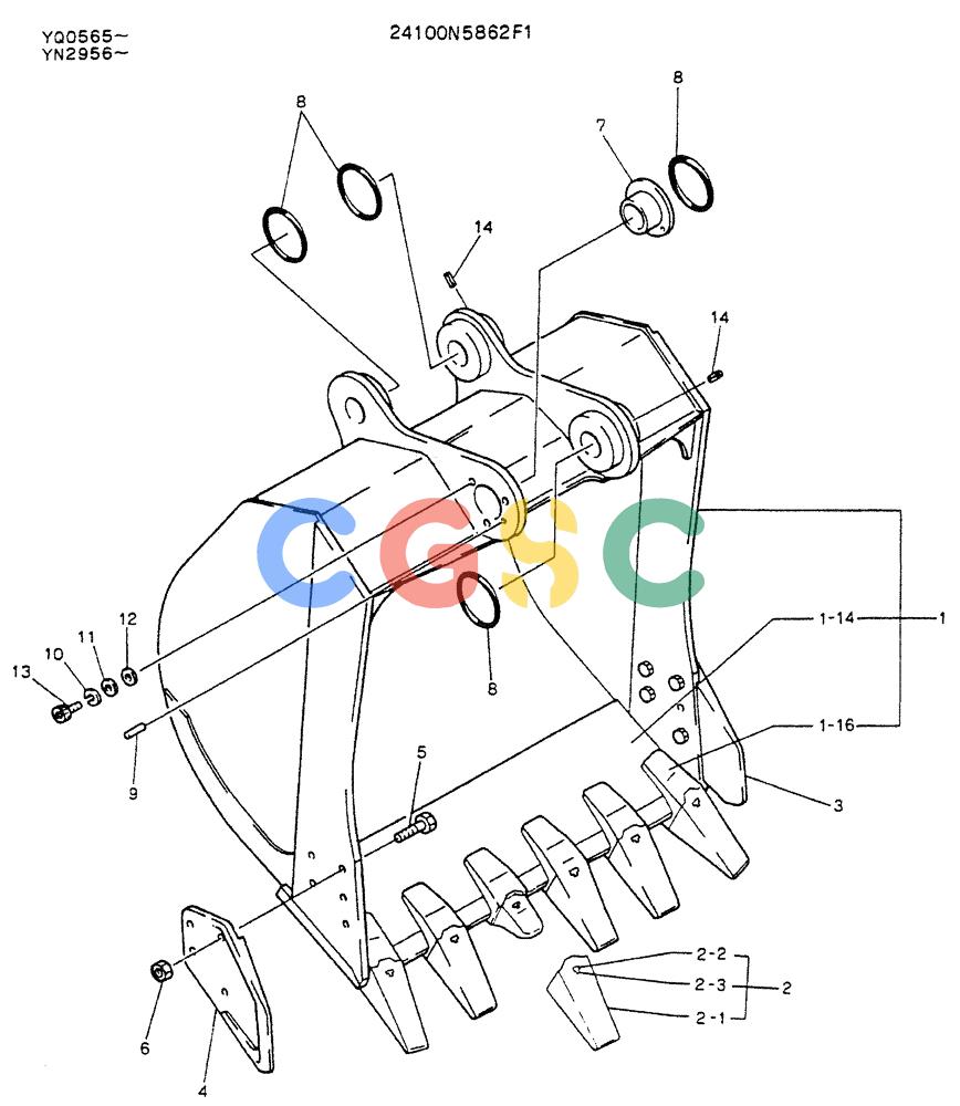 神钢零件查询(K907LC) - MARK II EXCAVATOR ASN YQ0565 (GLOBAL) (1/87-12/03) (09-018) - BUCKET ASSY 0.9M Kobelco