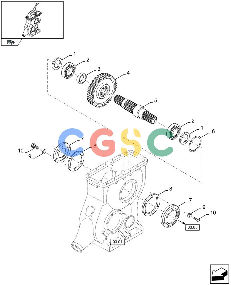 凯斯零件查询(LB333S) - BIG RECTANGULAR BALER (9/08-12/12) (03.04[01]) - MAIN GEARBOX, ARM SHAFT Case Agriculture