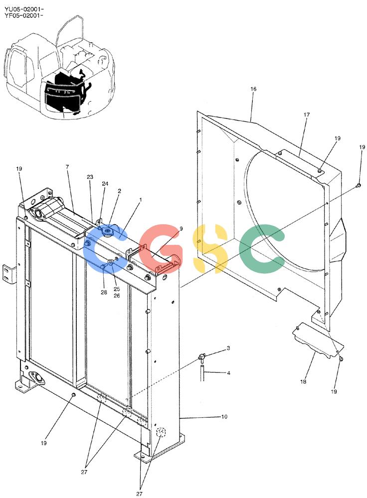 纽荷兰零件查询(E235BSRNLC) - CRAWLER EXCAVATOR ASN YU05-02001 (01-008[01]) - RADIATOR ASSY New Holland Constructuion