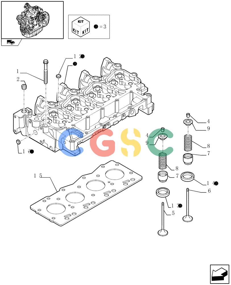 神钢零件查询(F4GE9484A J600) - ENGINE 504120790 - 87052264 (1/07-12/10) (0.06.0) - CYLINDER HEAD (2856258 - 2856050) Kobelco