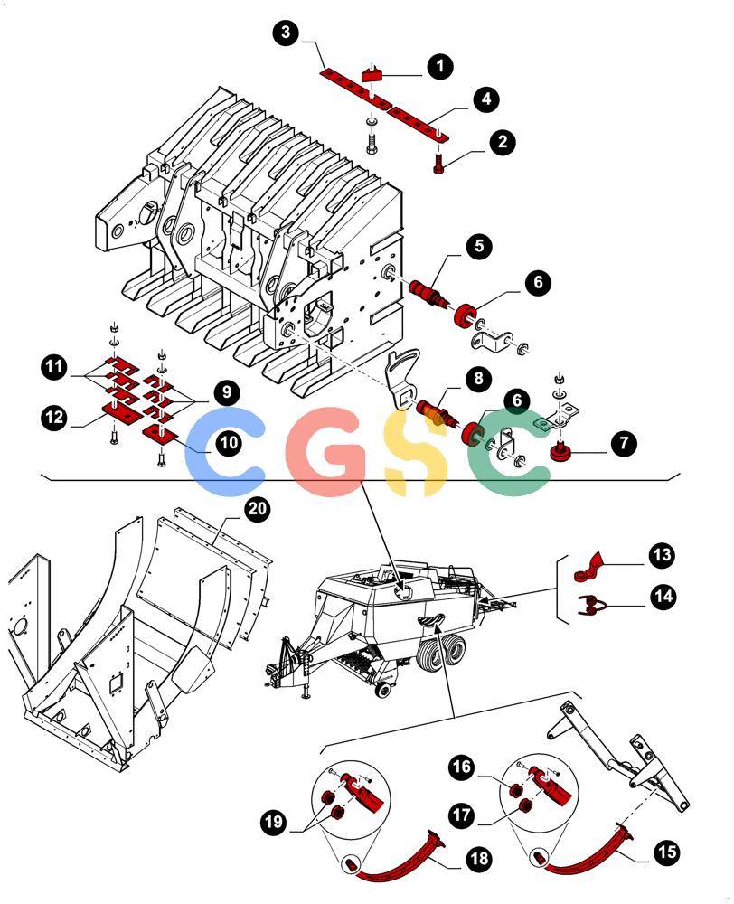 凯斯零件查询(LBX432S) - BIG RECTANGULAR BALER (3/03-12/08) (00.00LB005[01]) - MAINTENANCE PARTS, PLUNGER AND PLUNGER ROLLERS, NEEDLES Case Agriculture