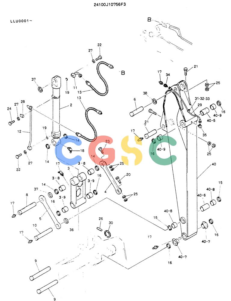 神钢零件查询(K909LC) - MARK II EXCAVATOR ASN LLU-0001 (1/87-12/03) (07-002) - ARM ASSY, 2.98M Kobelco