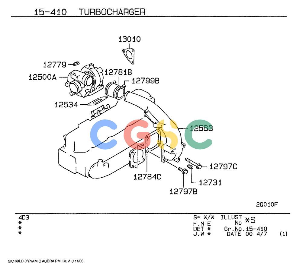 神钢零件查询(SK160LC) - DYNAMIC ACERA EXCAVATOR 11/2000 ASN YM02U0101 (11/00-12/02) (09-028[01]) - TURBOCHARGER Kobelco