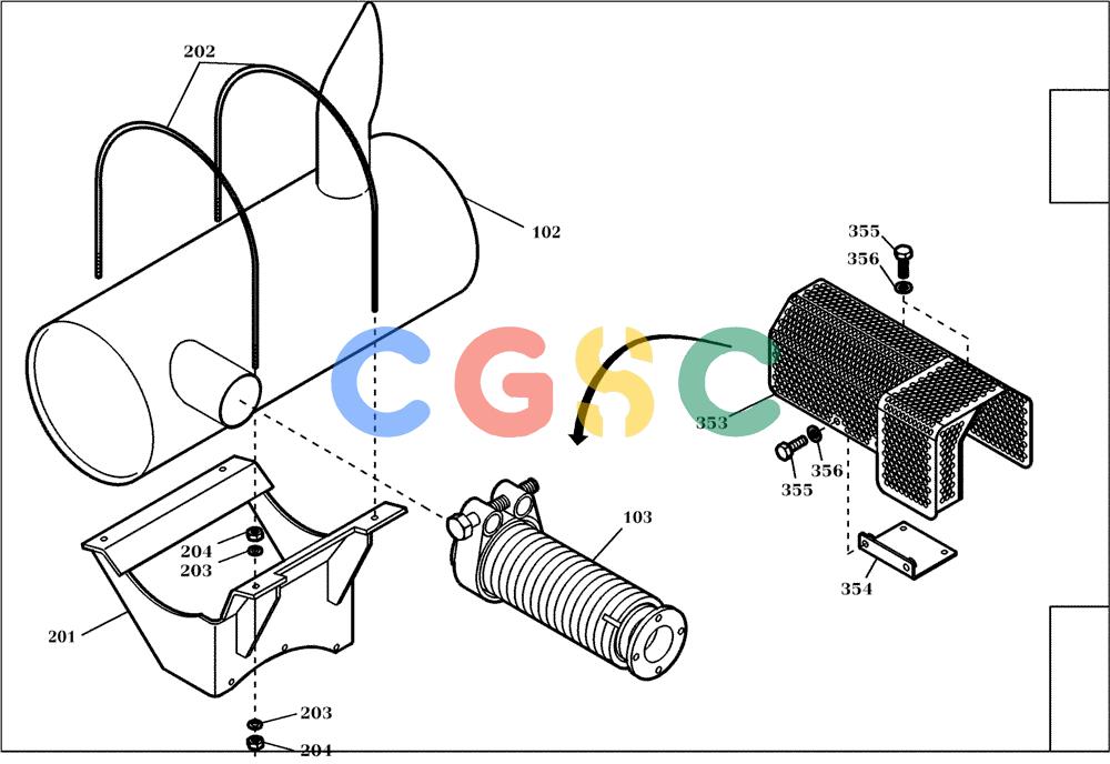 纽荷兰零件查询(EC350) - CRAWLER EXCAVATOR (2/00-) (13.220[001]) - EXHAUST SYSTEM INSTALL.MATERIAL (S/N 735003-UP) New Holland Constructuion