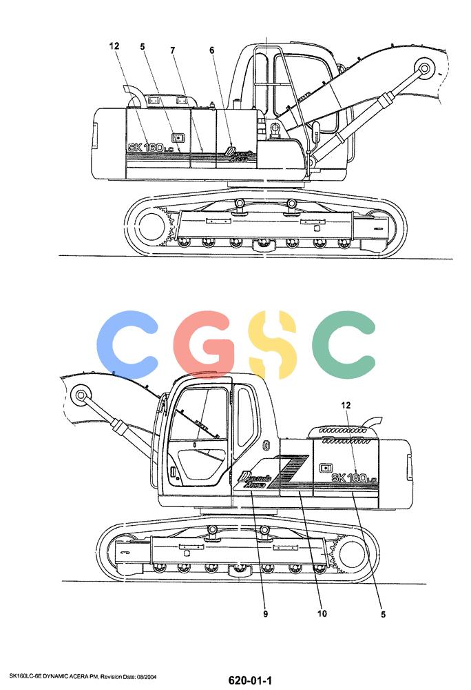 神钢零件查询(SK160LC-6E) - DYNAMIC ACERA EXCAVATOR 08/2004 ASN YM03U0523 (8/04-12/07) (06-003[01]) - NAME PLATE INSTAL Kobelco