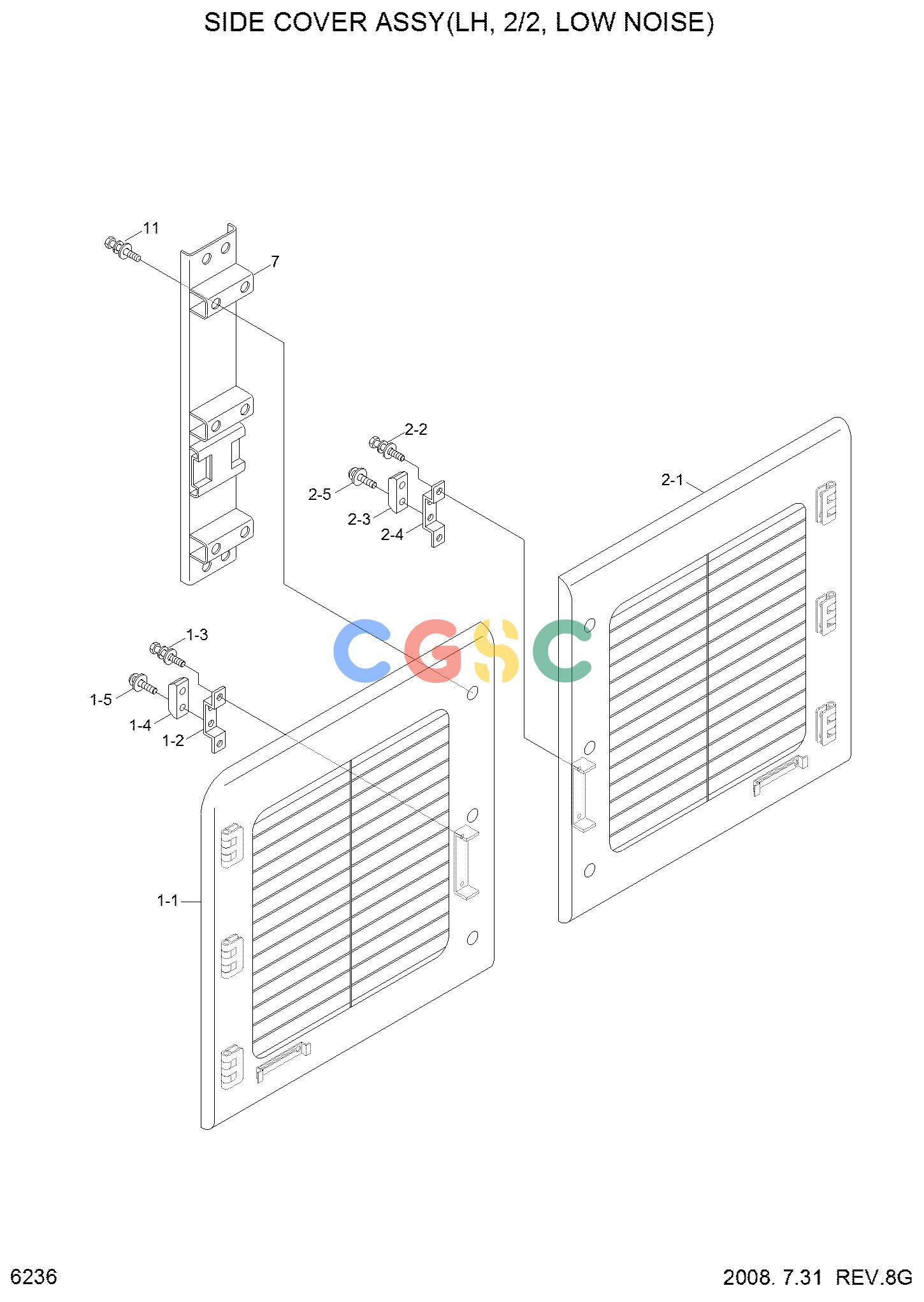 现代零件查询R800LC-7A SIDE COVER ASSY(LH, 2/2, LOW NOISE)EPC Hyundai 
