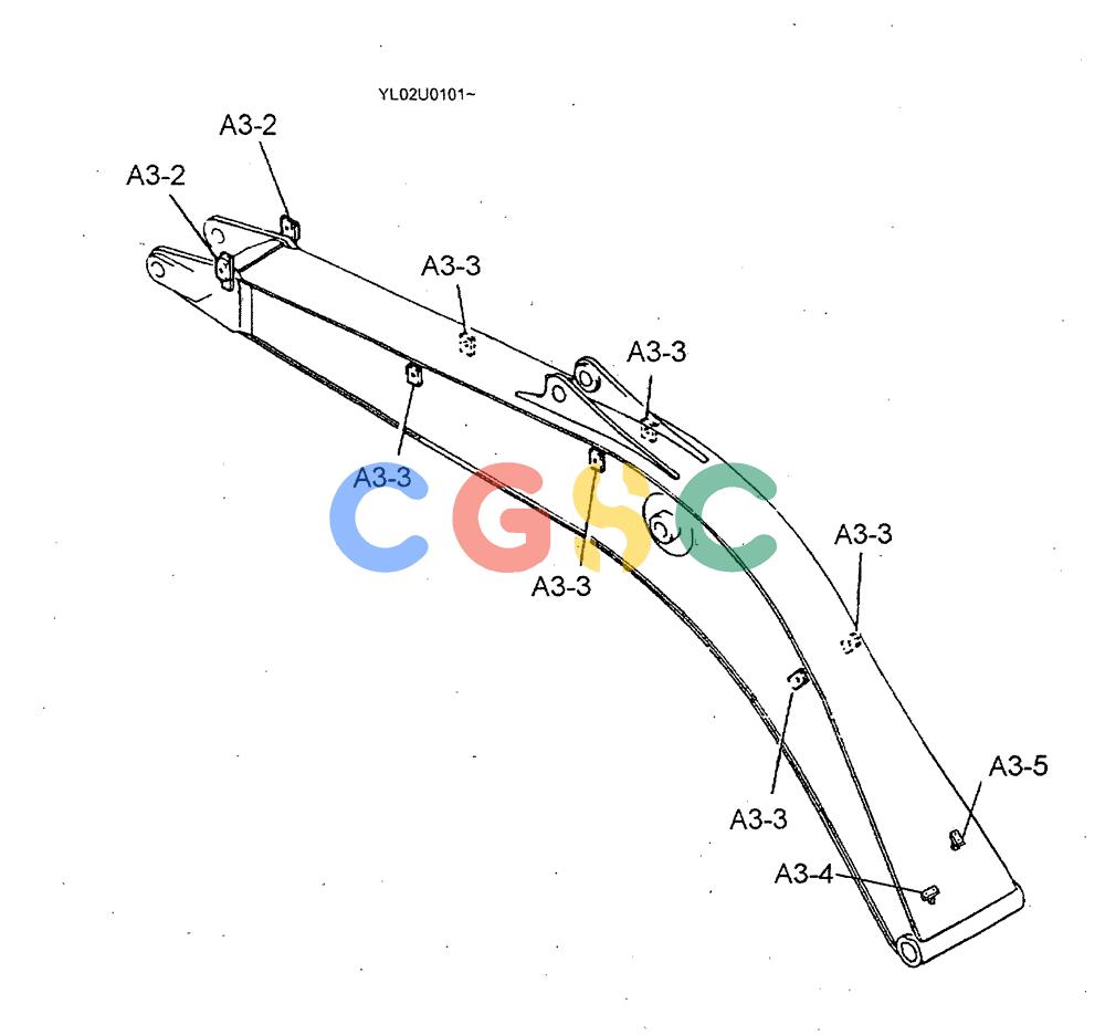 神钢零件查询(ED190LC) - BLADE RUNNER EXCAVATOR/DOZER BTW YL02U0101 - YL03U0135 (1/02-12/06) (03-001[02]) - BOOM ASSY 5.2M, STD, BOOM & ARM SAFETY Kobelco