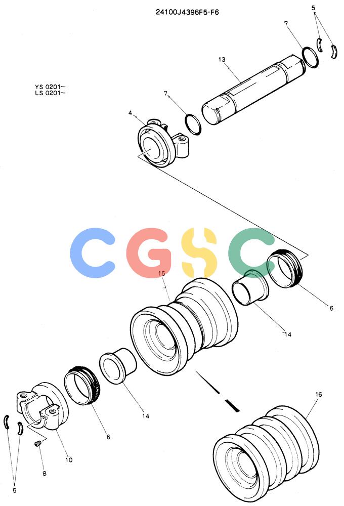 神钢零件查询(K916LC) - MARK II EXCAVTOR ASN YS0201 (1/89-12/03) (06-004) - ROLLER ASSY, LOW Kobelco