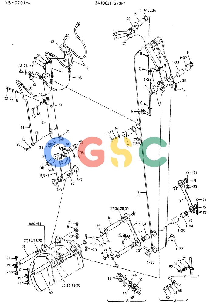 神钢零件查询(MD450BLC) - EXCAVATOR BTW TS0201 - TS0394 (1/80-12/06) (08-009) - ARM ASSY, 4.83M Kobelco