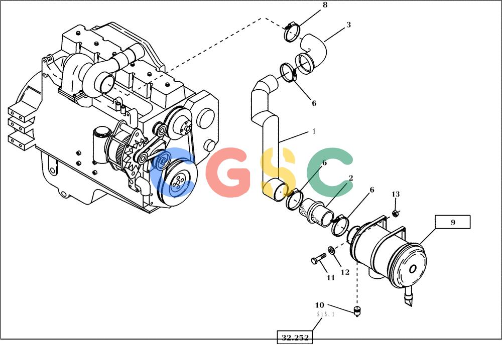 纽荷兰零件查询(EC350) - CRAWLER EXCAVATOR (2/00-) (13.230[001]) - INTAKE SYSTEM INSTALL.MATERIAL (S/N 735003-UP) New Holland Constructuion