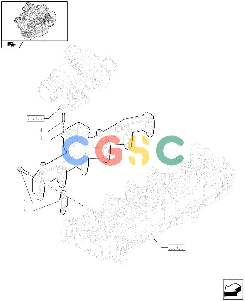 神钢零件查询(F4GE9684R J602) - ENGINE 504360958 - 84159125 (1/08-12/12) (0.07.7) - EXHAUST MANIFOLD (2852897) Kobelco