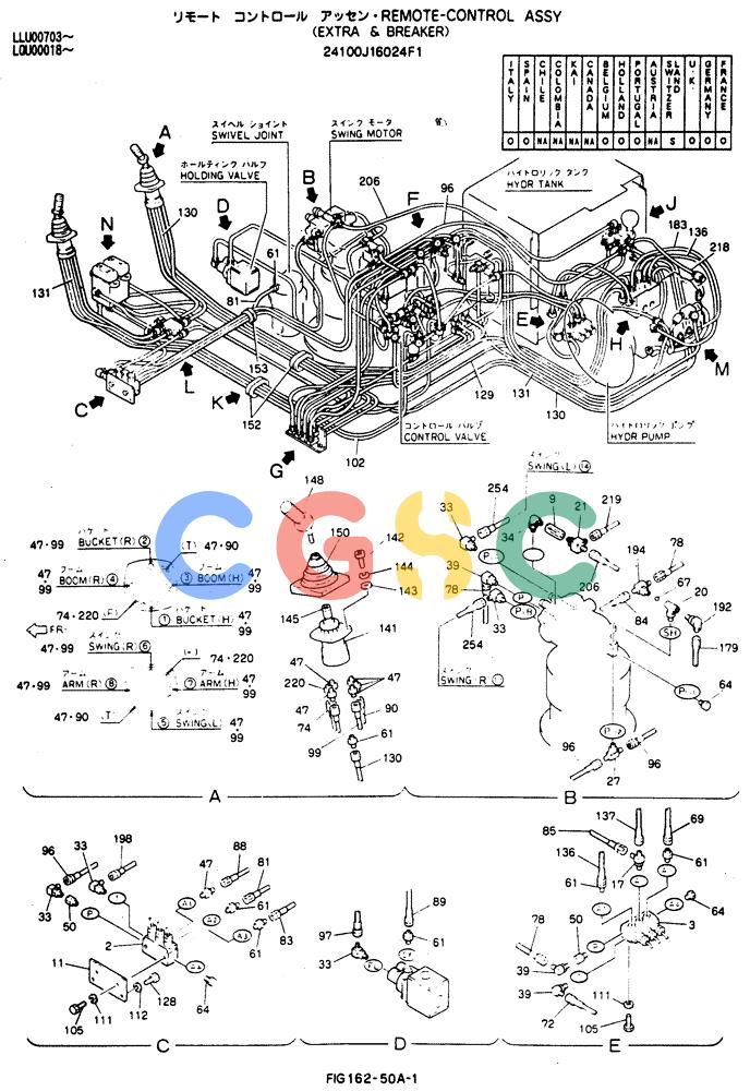 神钢零件查询(BREAKER) - NIBBLER AND BREAKER ATTACHMENT - SK220LC EXCAVATORS (9/04-) (162-50A) - Remote-Control Assy Kobelco