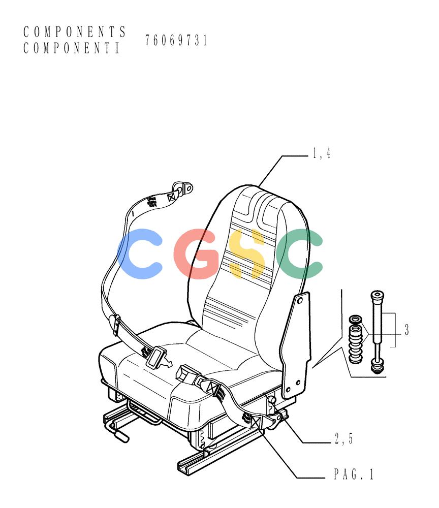 纽荷兰零件查询(DC150.B) - CRAWLER DOZER TIER 2 (3/03-) (9.667[02]) - SEAT WITH ELASTIC SUSPENSION - OPTIONAL CODE 784334001 New Holland Constructuion