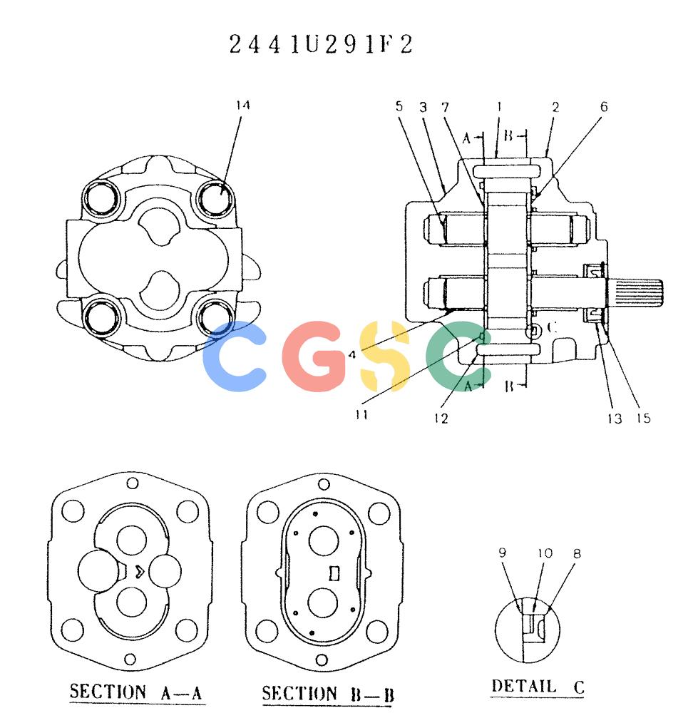 神钢零件查询(K904L) - MARK II EXCAVATOR BTW LX1501 - LX1525 (1/88-12/03) (11-021) - PUMP ASSY, GEAR Kobelco