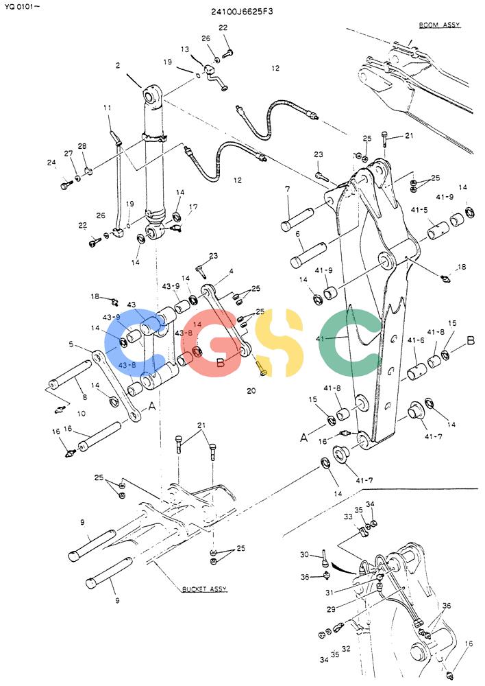 神钢零件查询(K907LC) - MARK II EXCAVATOR BTW YQ0101 - YQ0564 (1/87-12/03) (09-004) - ARM ASSY, 2.2M (7FT-3IN) Kobelco