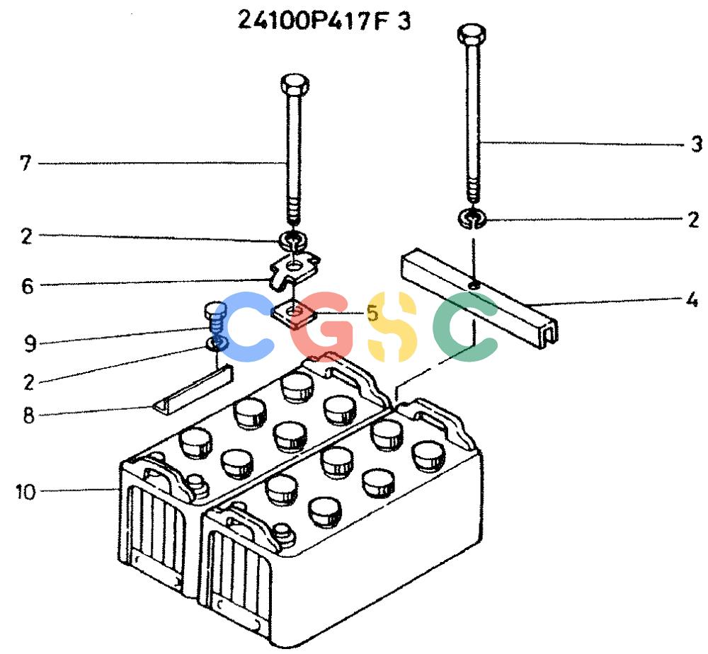 神钢零件查询(K935) - EXCAVATOR BTW L70106 - L70166, LU0067 (1/76-12/03) (01-007) - MOUNT ASSY, BATTERY, P/N 24100P417F3 Kobelco