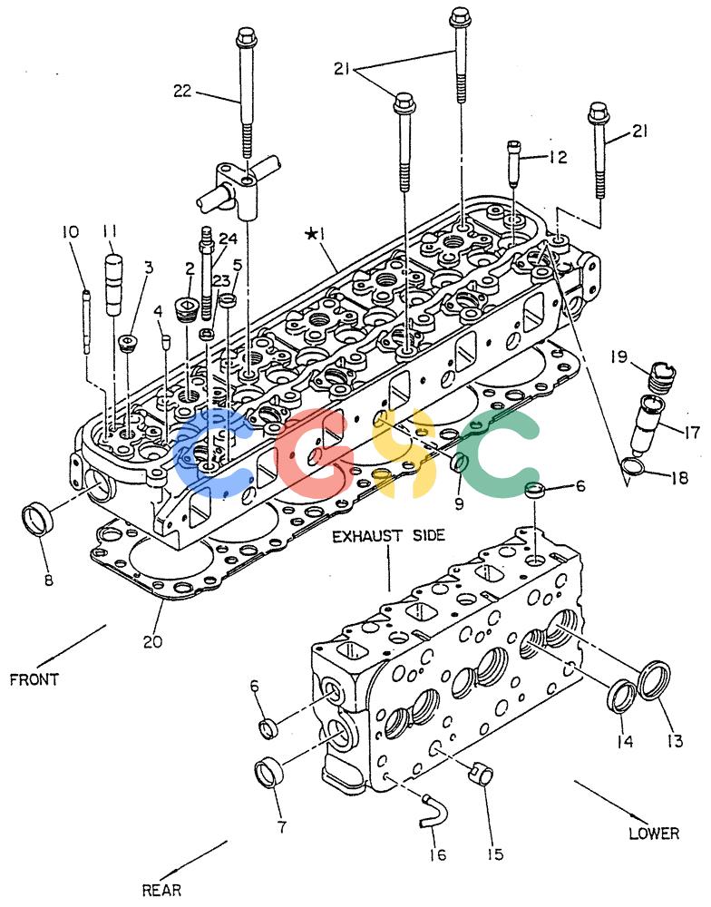 神钢零件查询(FD6(T)14) - NISSAN DIESEL ENGINE ASN 050001 - LK400 & LK500A (1/06-12/06) (01-014) - CYLINDER HEAD Kobelco